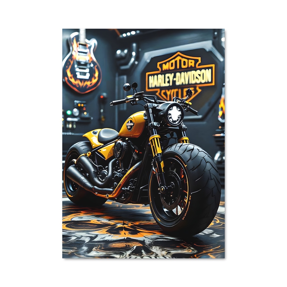 Poster Harley en Garage – affiche Harley-Davidson